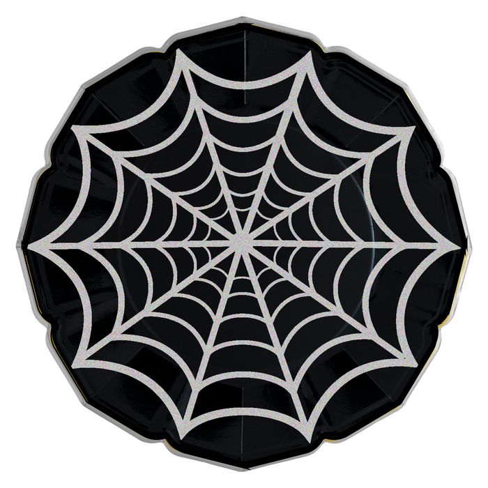 Black Web Halloween Dinner Paper Plates