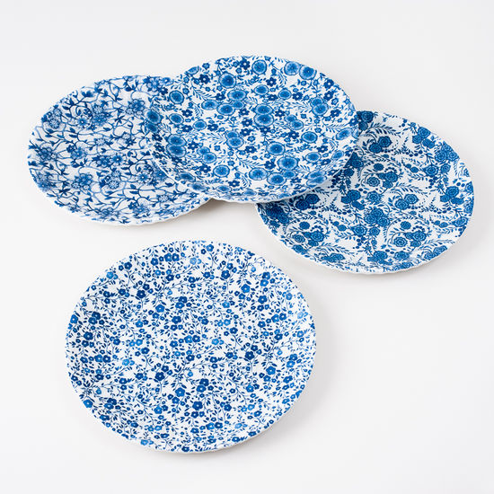 Blue & White Melamine Dinner Plates Set