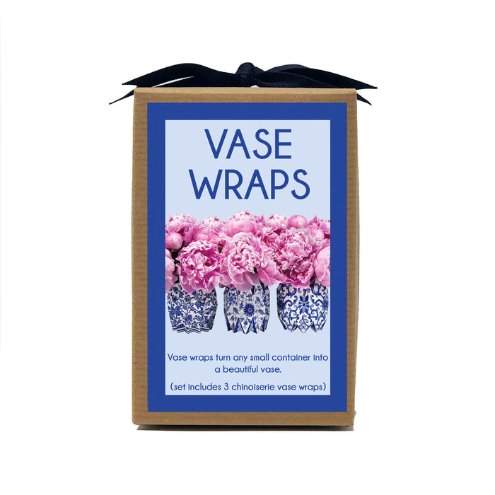 Blue Chinoiserie Paper Vase Wrap