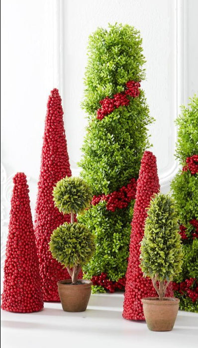 Red Berry Cone Trees Set