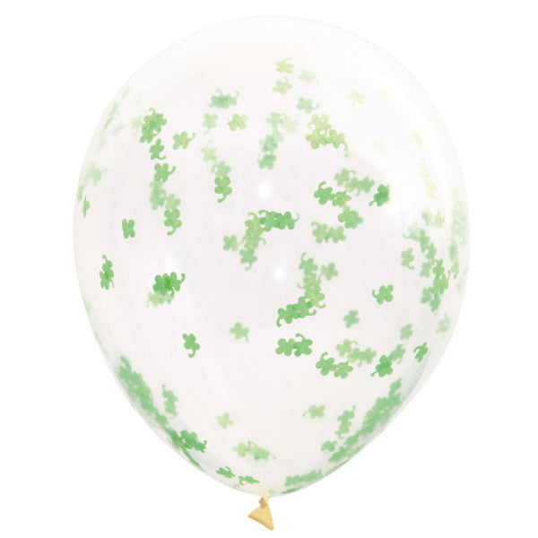 Clear Balloons with Shamrock Shaped Confetti