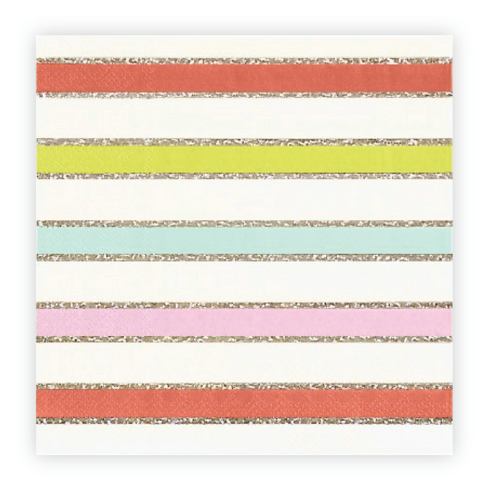 Colorful Silver Striped Dinner Napkins