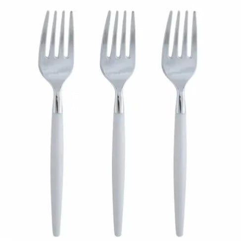 Clear and Silver Plastic Mini Forks