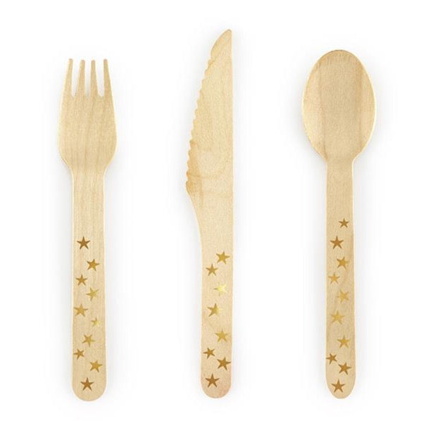 Gold Star Wooden Cutlery Set