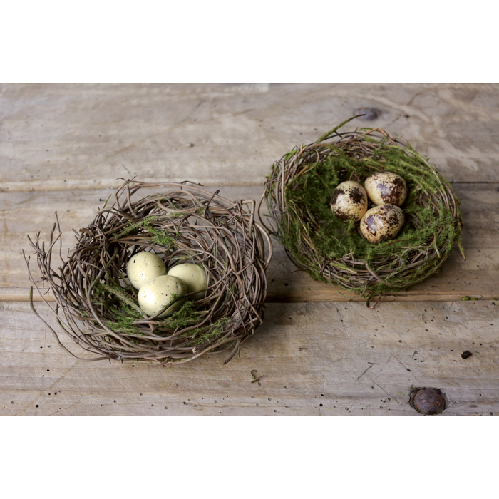 Cream Egg Faux Moss Nest Clip On Ornament