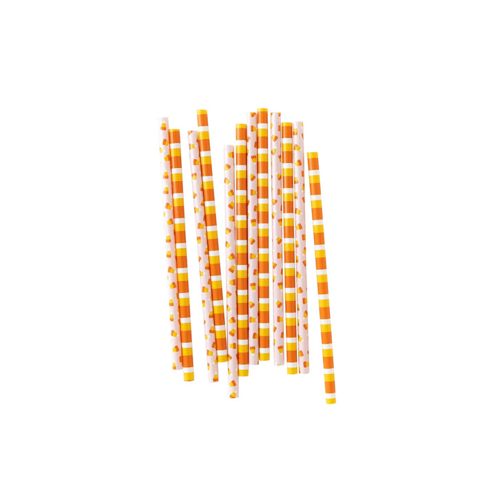 Pink Candy Corn and Stripes Reusable Straws