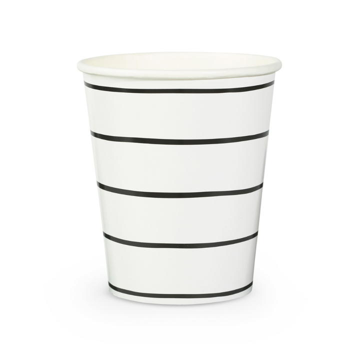 Ink Black Frenchie Striped Paper Cups