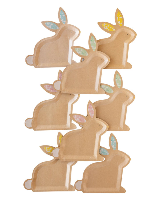 Pastel Kraft Bunny Shaped Paper Plate Set