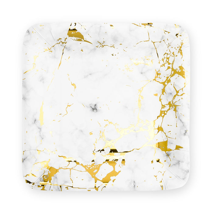 Marble with Gold Foil Dinner Paper Plates