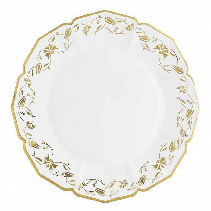 Floral White Dinner Paper Plates