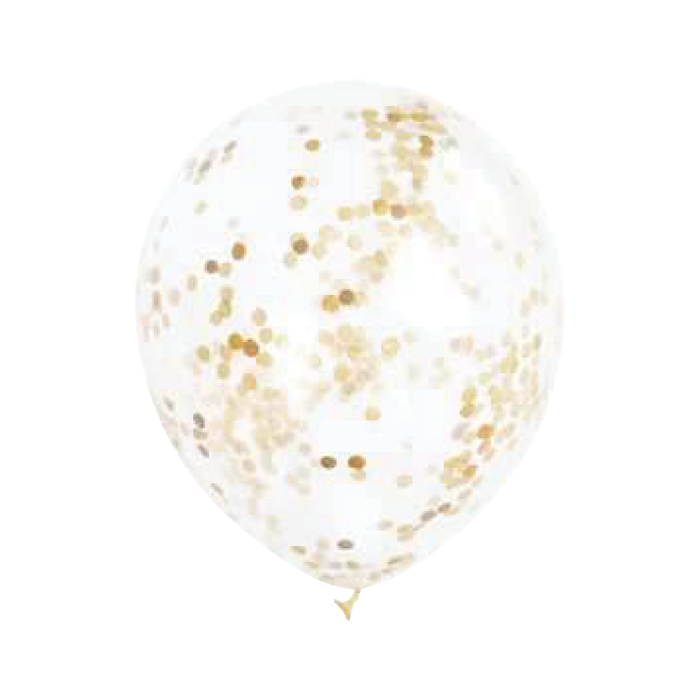 Gold Confetti Clear Latex Balloons