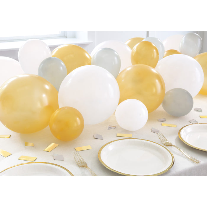 Gold, Silver & White Balloon Garland