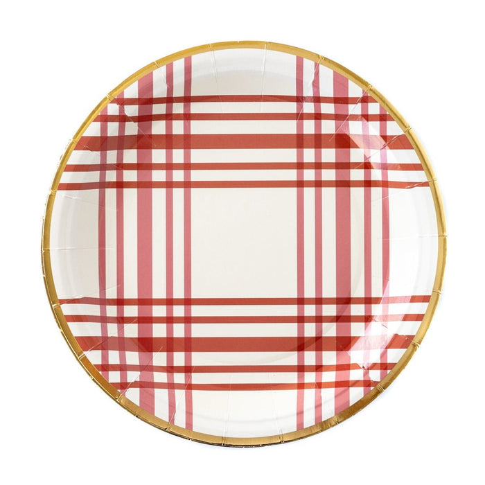 Red Plaid Dinner Paper Plates