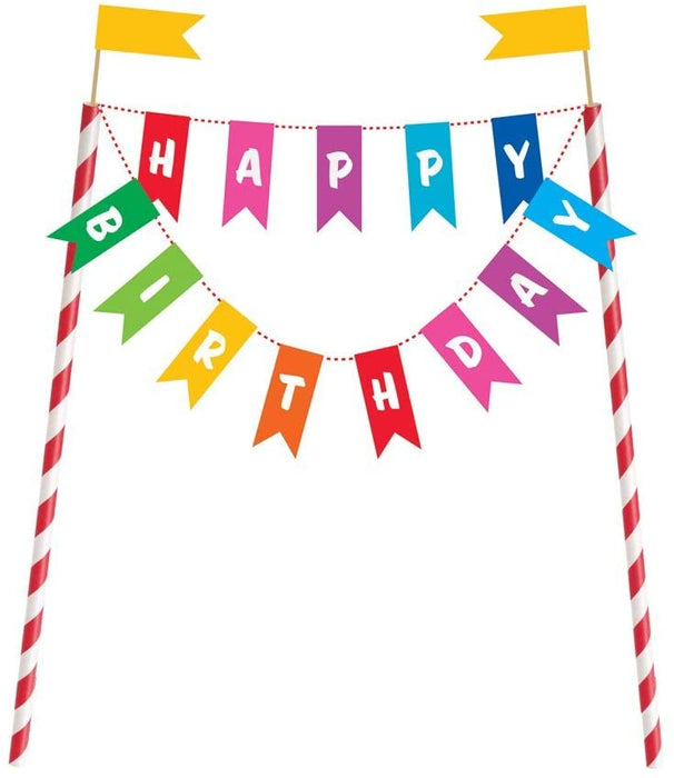 Happy Birthday Paper Banner Cake Topper