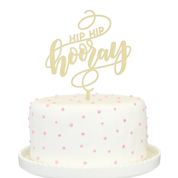 Gold Hip Hip Hooray Cake Topper