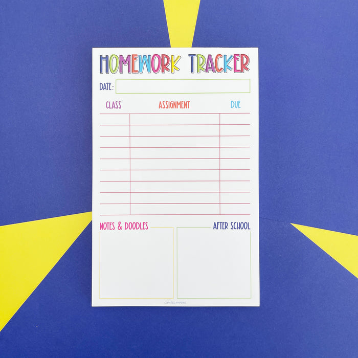 Daily Homework Tracker Notepad