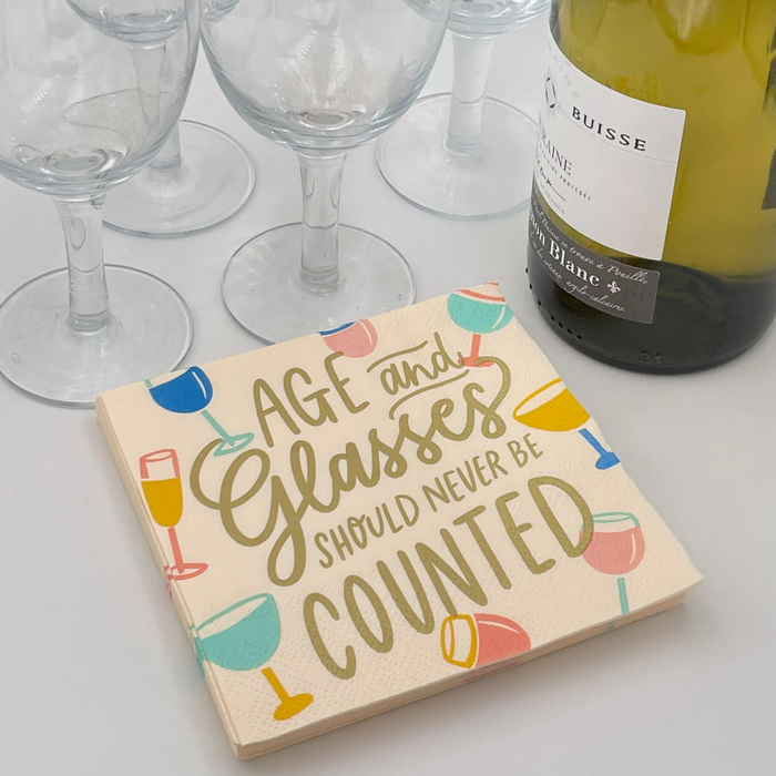 Age and Glasses of Wine Beverage Napkins