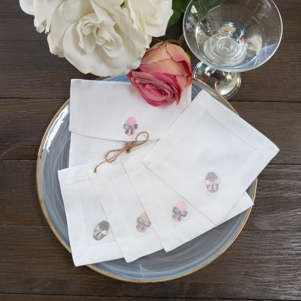 Easter Egg Linen Cocktail Napkin Set