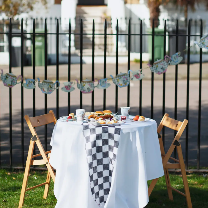 Mix & Match Black and White Checker Fabric Table Runner