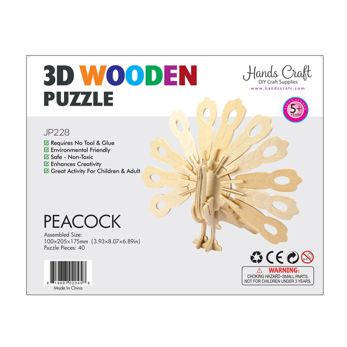 3D Wooden Puzzle: Peacock