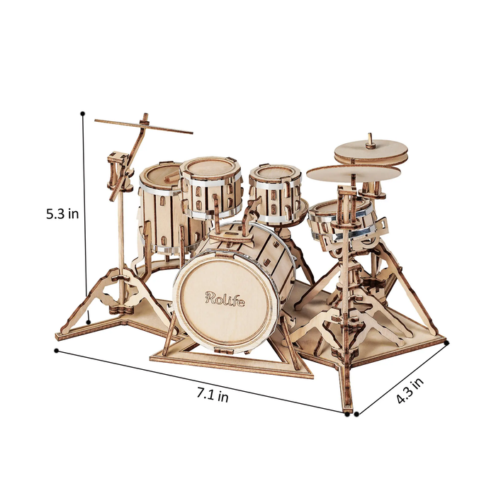3D Wooden Puzzle: Drum Kit