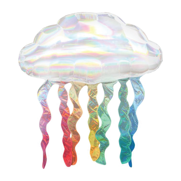Iridescent Cloud Foil Balloon with Streamers