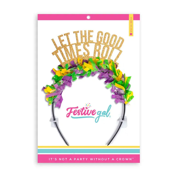 Let the Good Times Roll Mardi Gras Party Crown Headband
