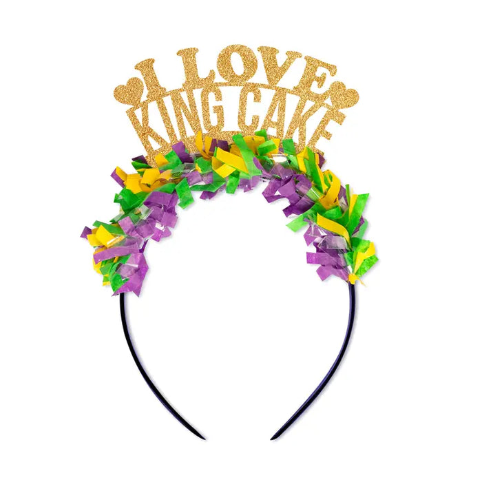 I Love King Cake Mardi Gras Party Crown Headband