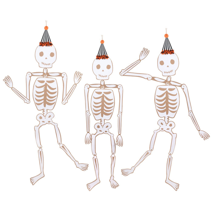Vintage Halloween Jointed Skeletons Set