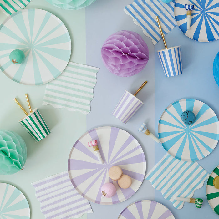 Mint Stripe Dinner Plates