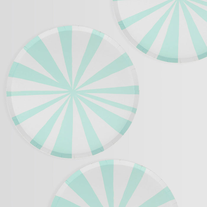 Mint Stripe Dinner Plates