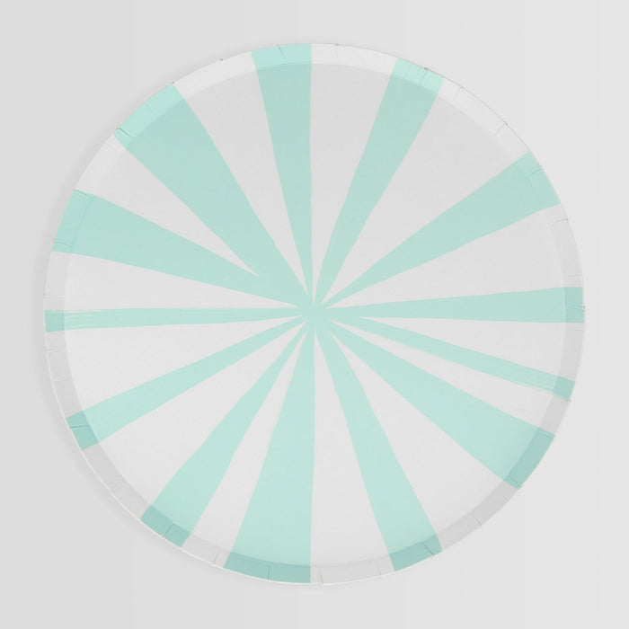 Mint Stripe Dinner Plates