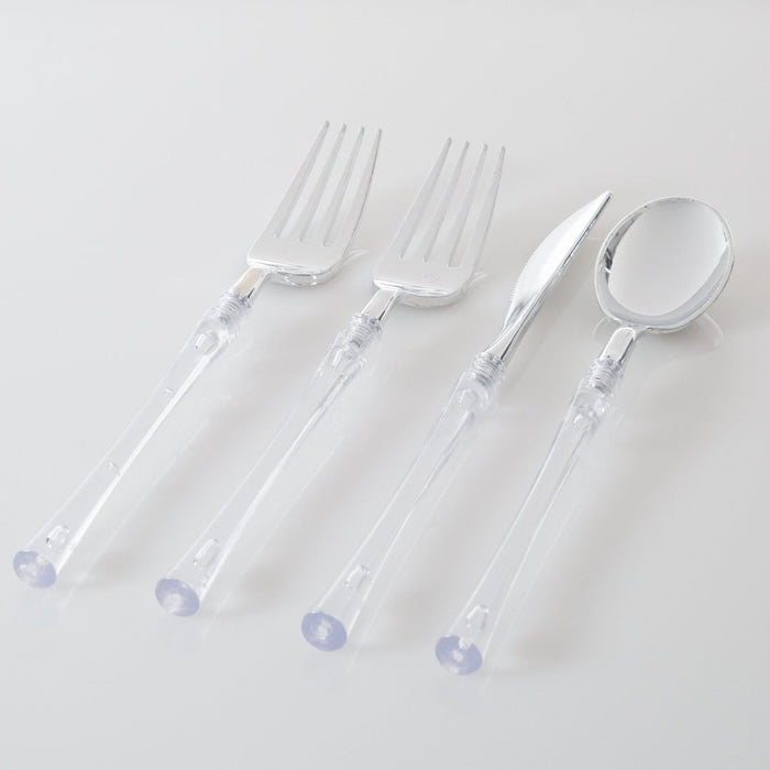 Neo Classic Clear & Silver Cutlery Set