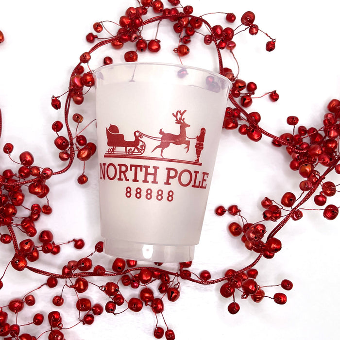 North Pole Luxury Brand Style Christmas Frosted Plastic Cups
