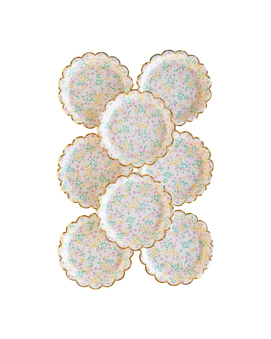 Ditsy Floral Round Scallop Plates
