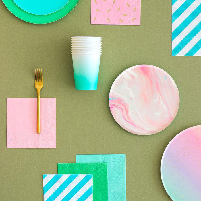 Pink Marble Dessert Paper Plates
