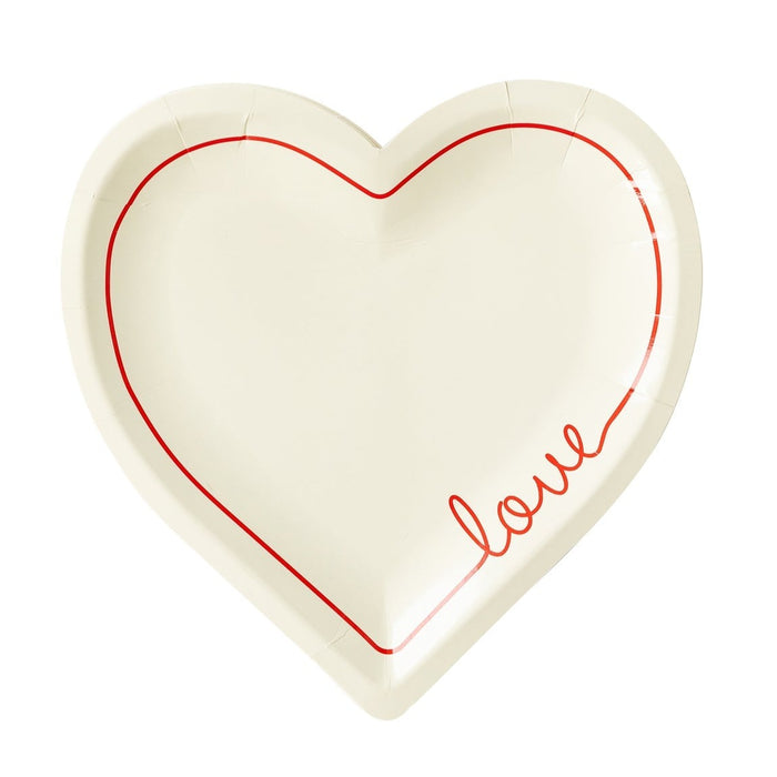 White Love Heart Paper Plates