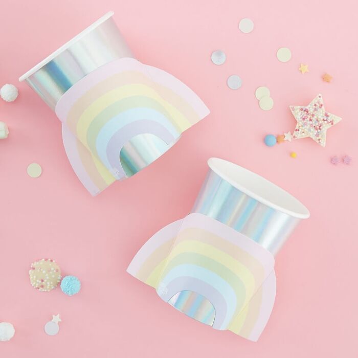 Iridescent Rainbow Paper Cups