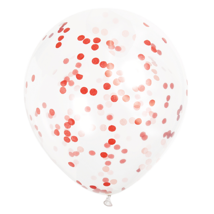 Ruby Red Confetti Clear Latex Balloons