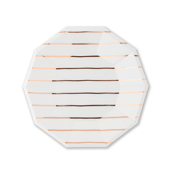 Rose Gold Frenchie Dinner Paper Plates