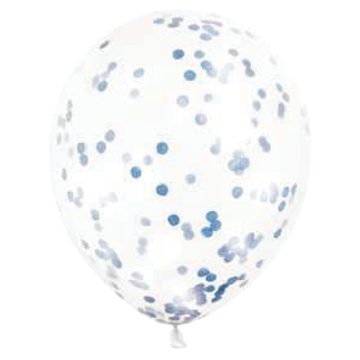 Royal Blue Confetti Clear Latex Balloons