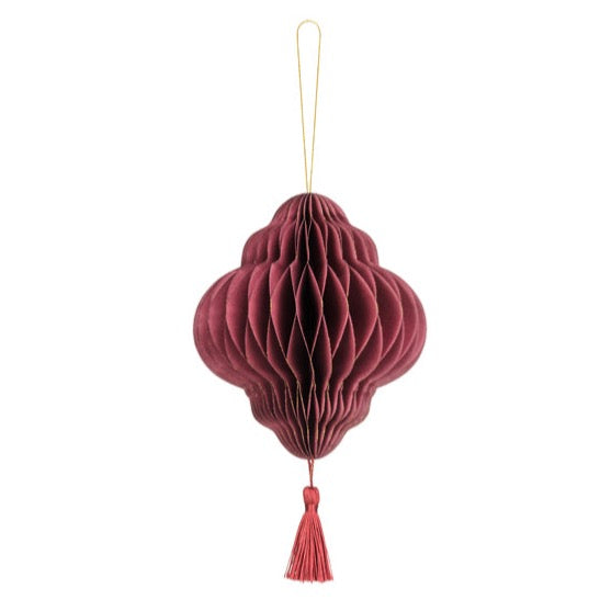 Deep Red Lantern Ornament Honeycomb
