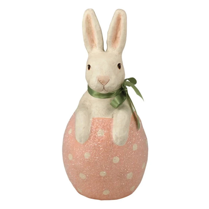 Bunny in Pink Egg Paper Mache