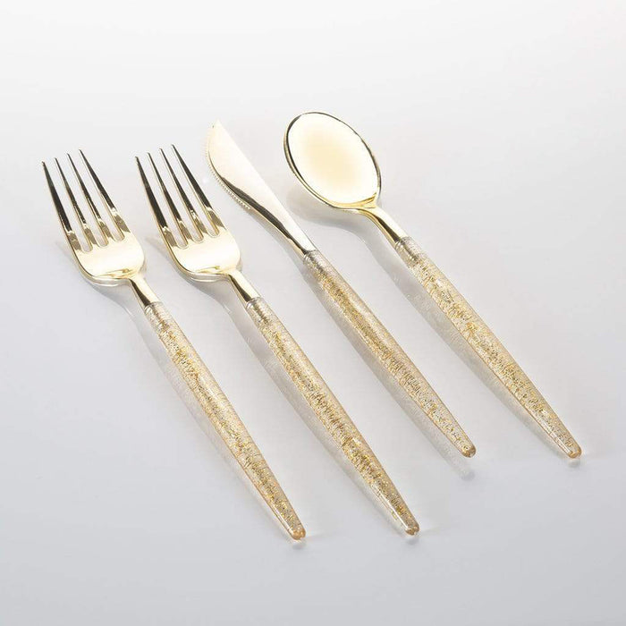 Glitter & Gold Plastic Cutlery Set