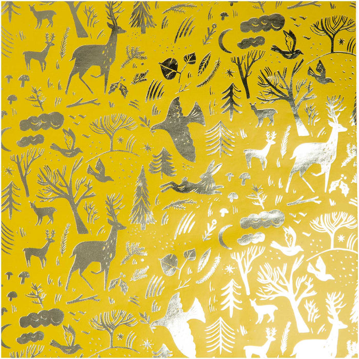 Woodland Holidays with Gold Foil Wrapping Paper