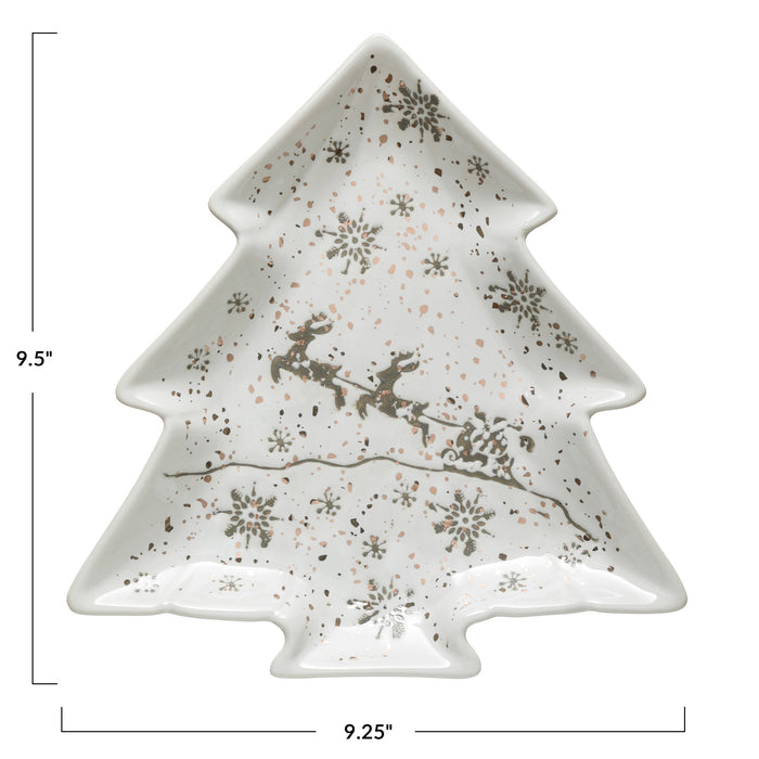 Stoneware Christmas Tree Shaped Plate