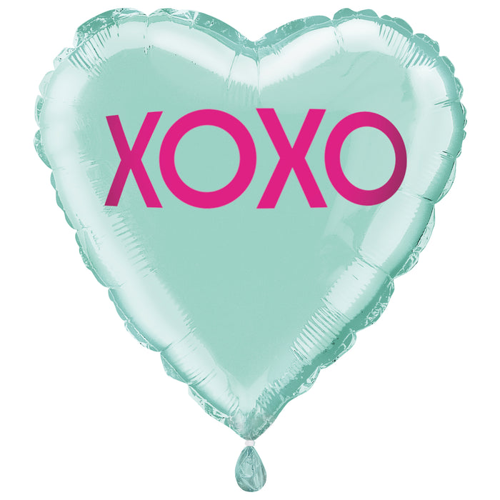 XOXO Teal Heart Foil Balloon